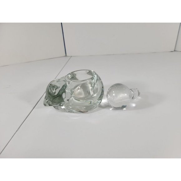 Indiana Glass Heavy Clear Crystal Glass Sleeping Cat Votive Candle Holder - Picture 2 of 10